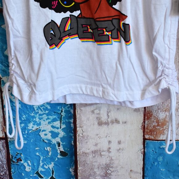 Girl's On Fire Melanin Junior Long Sleeve Hoodie Graphic Print LARGE White - Picture 4 of 10